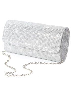 Glitter Clutch Evening Bag with Detachable Chain 3-in-1 Styles
